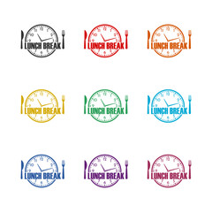 Sticker - Lunch break icon isolated on white background. Set icons colorful