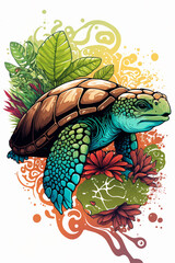 Sticker - Watercolor Turtle Drawing