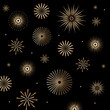 Exploding festival firework. Festive show in night sky. Flashes of celebratory salutes. Holiday celebration scene. Colorful flat vector cartoon illustration
