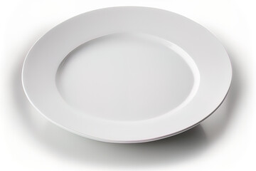 Sticker - Isolated on a white background is a white empty plate. include the clipping path. Generative AI