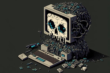 Computer and digital virus threatening concept. Generative AI