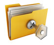 © Destina - Key on locked yellow folder on transparent background.