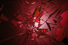 Abstract Red Broken Glass Background. Computer-generated 3D Image.