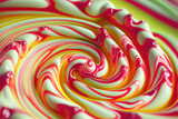 Fototapeta Tęcza - Illustration of a melting colorful yummy candyland, a place full of colorful sweet treats like gummies, lollipops, chocolates, gumdrops, gummies, licorices, mints, nougats