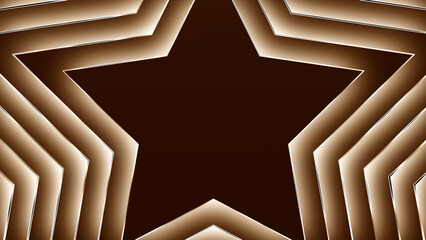 Wall Mural - brown luxury star background and gold lines.3d illustration