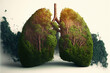 Lung green tree-shaped images, medical concepts, autopsy, 3D