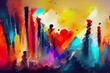 Abstract colorful background with paint