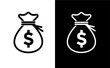 The money bag icon. A symbol of the bank and wealth. A bag of dollars. Isolated raster illustration on white background.