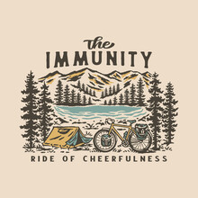 Mountain Illustration Immunity Graphic Forest Design Bicycle Vintage Camp Outdoor