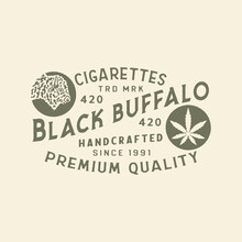 Logo Cannabis Buffalo Graphic Emblem Design Badge Hemp Illustration Nature Vintage