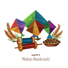 Wall Mural - Happy makar sankranti colorful kites for festival of india