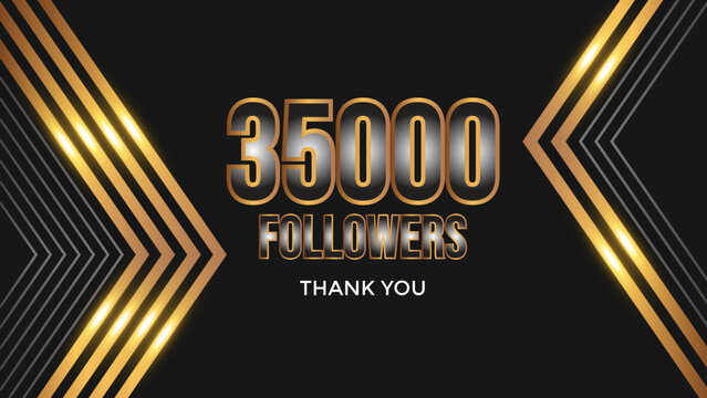 Thank you 35000 followers congratulation template banner. 35k followers celebration
