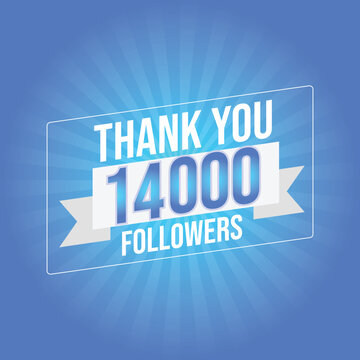 Thank you 14000 followers congratulation template banner. 14k followers celebration

