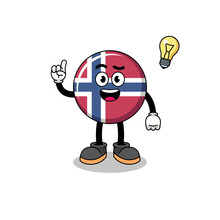 Norway Flag Cartoon With Get An Idea Pose
