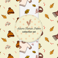 Collection of various autumn object ornament patterns