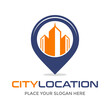 City location vector logo template. This design use pin symbol. Suitable for map.