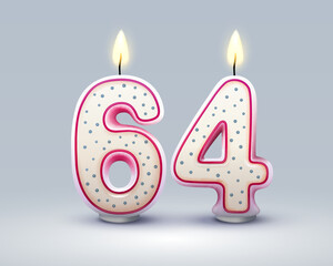 Wall Mural - Happy Birthday years. 64 anniversary of the birthday, Candle in the form of numbers. Vector