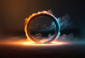 Wall Mural - circle ring light with cloud