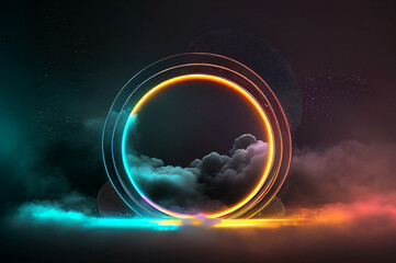Wall Mural - circle ring light with cloud