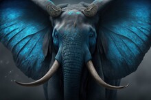 Blue Elephant Wearing Armor. Generative AI
