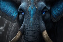 Blue Elephant Wearing Armor. Generative AI