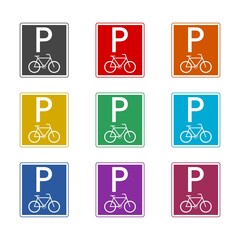 Wall Mural - Parking only for bicycle sign icon isolated on white background. Set icons colorful