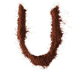 Wall Mural - Ground coffee in shape letter U isolated on white, clipping path