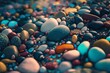 Colorful sea stones pebble background. Sea stones pebbles background with a lots of trendy and colorful stones.