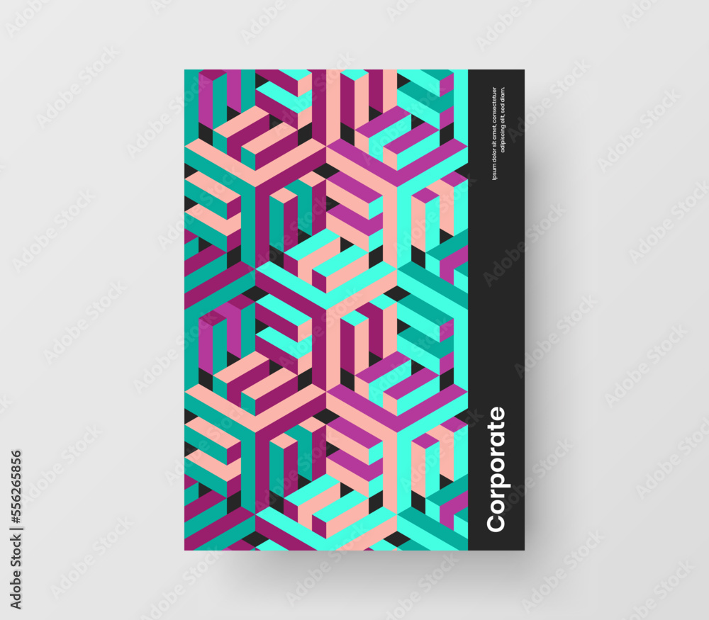 Clean mosaic shapes magazine cover concept. Minimalistic front page ...