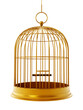 Gold bird cage on transparent background.