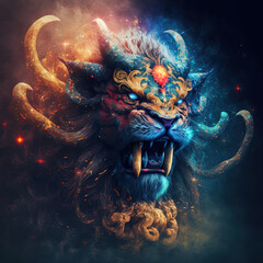 Wall Mural - Abstract mythical creature. sketch art for artist creativity and inspiration. generative AI	
