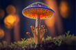 Magic mushrooms, colorful surreal image