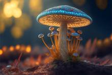 Magic Mushrooms, Colorful Surreal Image