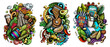 © balabolka - Guatemala cartoon vector doodle designs set.
