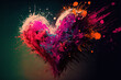 heart abstract paint, colourful valentines background, Generative AI
