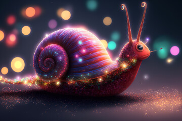 Cute fairy snail. Generative AI	
