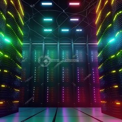Poster - Stacks with working equipment in contemporary datacenter AI
