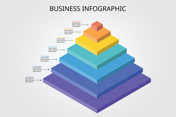 Wall Mural - square pyramid chart template for infographic for presentation for 7 element