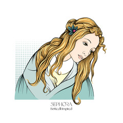 Sticker - Portrait of a woman inspired by a painting by Renaissance artist Botticelli. Outline hand drawing vector illustration.