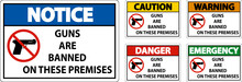 Prohibition Sign Guns, No Guns Sign On White Background