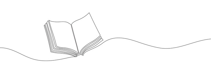 Wall Mural - The book is drawn with one line. Modern outline doodles of an open book
