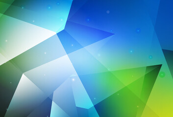 Wall Mural - light blue, green vector backdrop with lines, triangles.