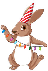 Wall Mural - Celebration rabbit cartoon character