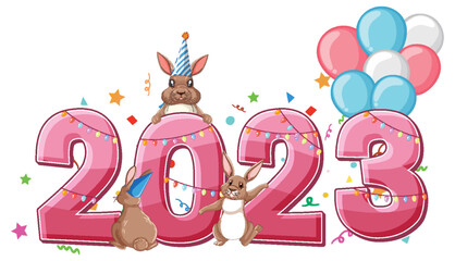 Poster - Happy New Year 2023 text for banner design