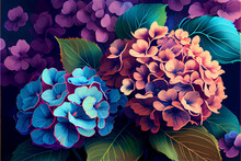 Floral Print With Beautiful Hydrangeas Ideal For Vintage Backgrounds