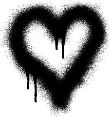 Graffiti heart icon with black spray paint