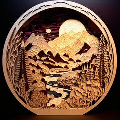 Wall Mural - Laser wood cutting art