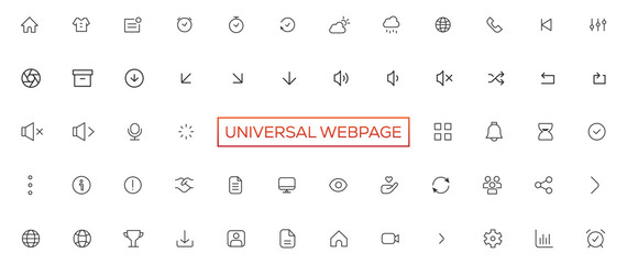 vector line universal webpage tiny icon set
