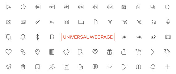 Wall Mural - vector line universal webpage tiny icon set