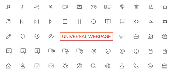 Wall Mural - vector line universal webpage tiny icon set